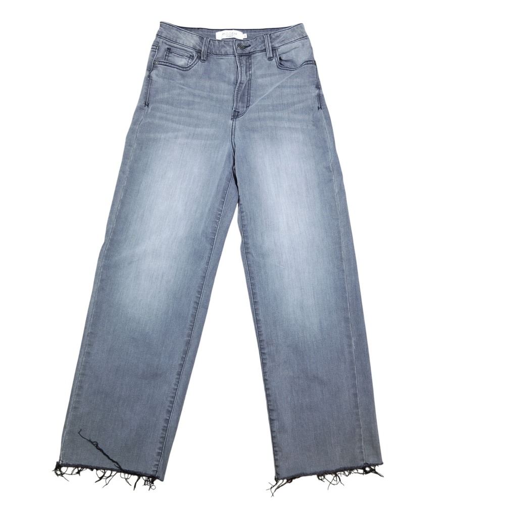Hidden Los Angeles Womens Gray Wide Leg Raw Hem High Rise Jeans Size 26 / 6